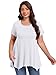 LARACE Short Sleeve Shirts for Womens Plus Size Tops Casual Summer Clothes Asymmetrical Tunic Blouses(White 3X)