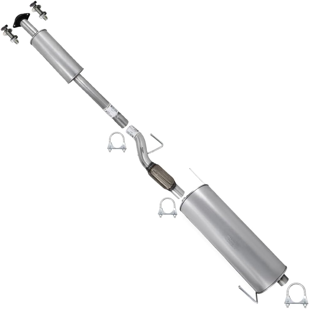 Exhaust Resonator & Flex Pipe w/Muffler Kit Compatible with Ford F-150 2011-2014 3.7L 157" WB | Stainless Steel | Northeastern Exhaust | Includes Clamps and Bolt Kit | Direct-Fit Replacement