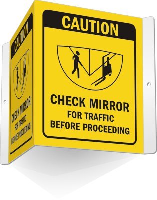 Panneau de projection Caution Check Mirror pour éviter les collisions dans les angles morts