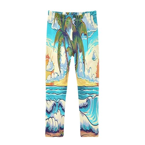 Bolaz Toddler Girls Leggings Printed Yoga Pants Leggings Cartoons Depict Palm Trees for Kids