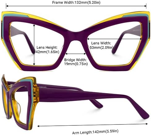 Miniatura 4 de Zeelool Gafas vintage de gran tamaño con bloqueo de luz azul ojo de gato para mujer Alma JGA168677