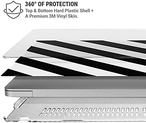 Skinit Case + Skin Compatible with MacBook Pro 15in (2016-19) Originally Designed Black and White Geometric Stripes Design