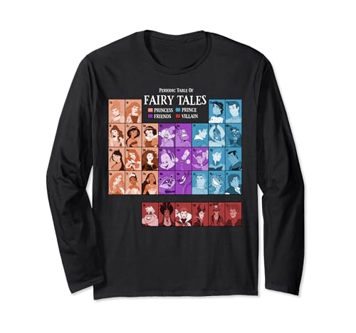 T-shirt manches longues Disney Princesses tableau périodique vêtement pop culture mode femme