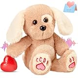 CozyWorld Heartbeat Puppy Recordable Dog Stuffed Animals 30 sec Heart Voice Recorder Plush Toy Stuffed Animal Soft Fuzzy Doll Gifts Messages Playback for Kids Birthday Children's Day