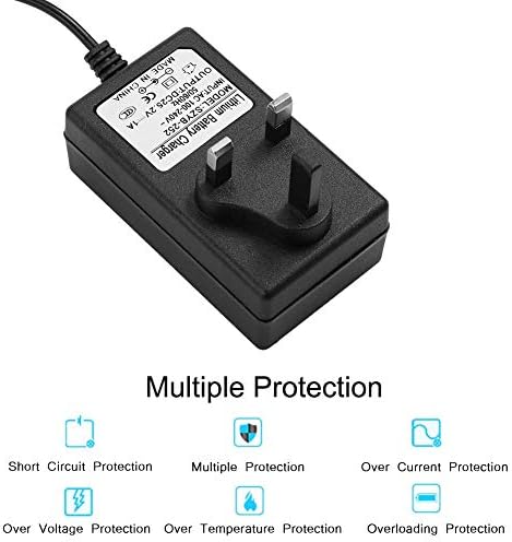 Battery Power Adapter, 25.2V 1A Universal AC to DC Battery Charger Power Adapter with LED Indicator Power Supply Charger Plug for Household Electronics.(UK)