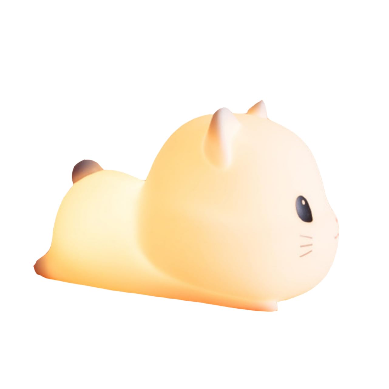 Lámpara de Noche de Gato de Silicona USB Recargable para Dormitorio | Blanco, Control por Toque, Abs y Pc, Decoración de Escritorio, Luz para Dormir