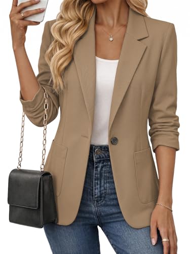 Mina Self Fall Brown Blazers Jackets for Women 2026 Womens Work Casual Trendy Petite Ladies Fitted...