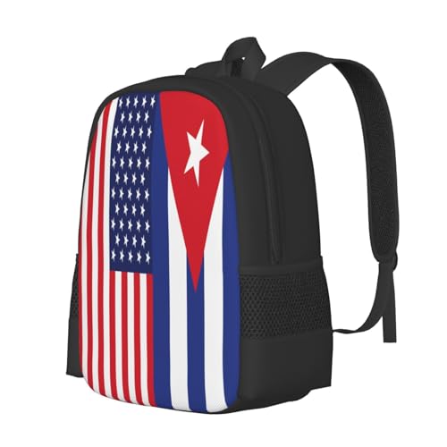 American and Cuban Flag Casual Backpack Large Capacity Backpacks 15 Inch Laptop Back Pack Travel Rucksack Daypack Commuter Bags with Adjustable Strap for Camping2