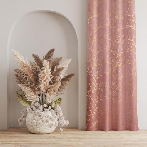 Image of Velvet Curtains 7 Feet Long for Living Room - Door Curtain Set of 1 Pcs Panel, Velvet Blackout & Stylish Parda for Home Decor & Office Pink Colour