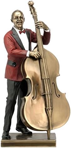 US 13.25 Inch Double Bass Player Cold Cast Sculpture Statue Figurine, Bronze Color
