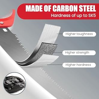 Manual Pole Saw, 3-14 ft Extendable Tree Pruner, Sharp Steel Blade and Scissors High Branches Trimming,with Lightweight 10 Handles, Protective Glasses and Gloves, for Pruning Palms and Shrubs