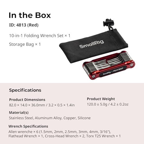 SmallRig Conjunto de ferramentas dobráveis 10 em 1 FILM RIOT com chaves de fenda e chaves sextavadas