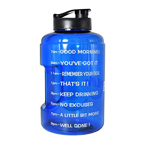 BuildLife 1 Gallon(128OZ) Sports Water Bottle Inspirational Fitness Workout Wide Mouth with Time