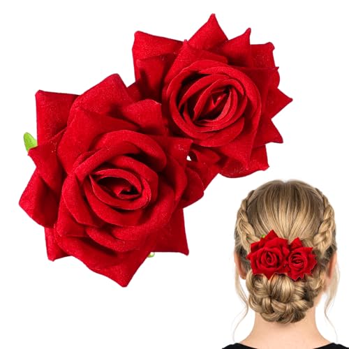 Broche decorativo floral rojo para cabello miniatura 1