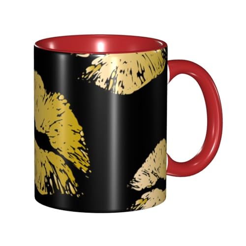 Gold Lips Mug - Ceramic Mug, Great Gift Idea Or Perfect for Kitchens, Restaurants & Cafes | Coffee Mugs, Tea Mugs