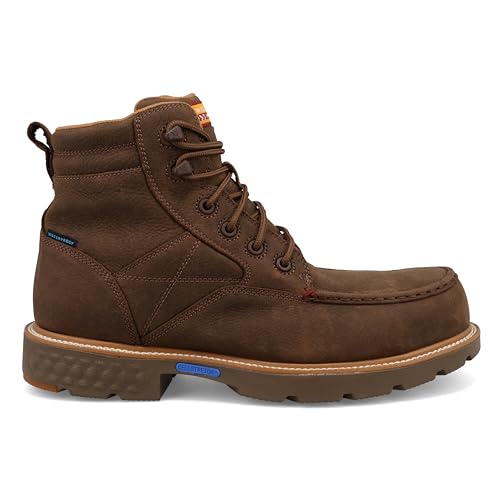 Image of Twisted X Men's 6 inch Work Boot, Moc Toe Nano Toe with CellStretch, Oak, 7 W