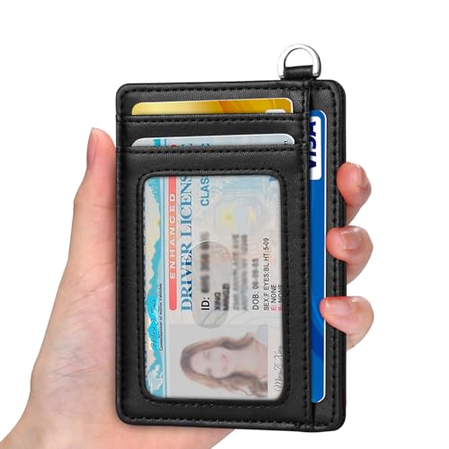 Image of Slim Minimalist Front Pocket Wallet, RFID Blocking Credit Card Holder Wallet with Detachable D-Shackle for Men Women