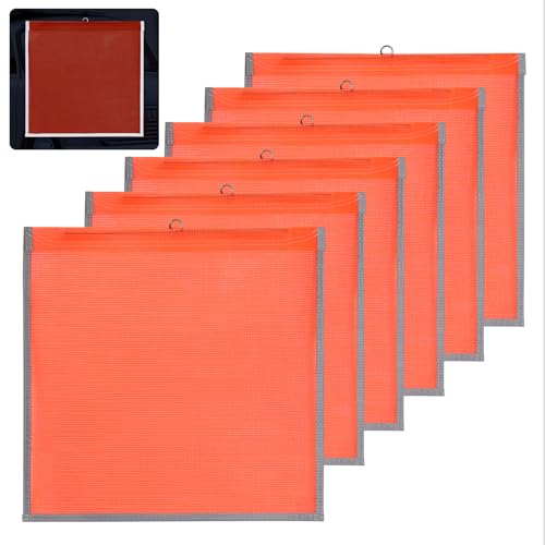 6Pcs Safety Flags for Trucks with Wire Loop 18x18 Inch with Reflective Border Bright Orange Mesh