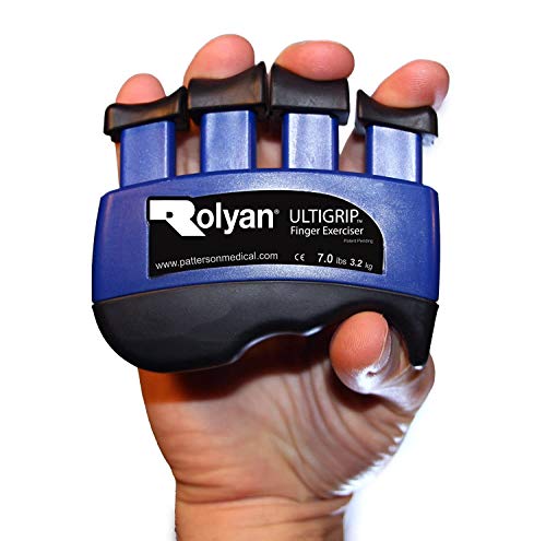 Rolyan 568687 Ultigrip Finger Exercisers, Blue, 7-Pounds, Finger & Grip Strengthener for Physical Therapy, Ergonomic Hand Workout Aid, Portable Hand Exerciser for Home, Clinic, & Rehabilitation