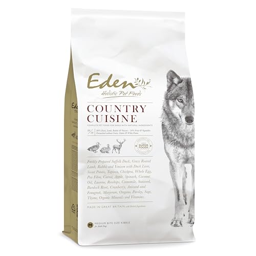 Eden Country Cuisine 2kg Medium Kibble Naturally Complete Premium Dry Dog Food for Adult & Senior Dogs. Duck Rabbit Lamb & Venison. Supports digestion a glossy coat ideal for active dogs