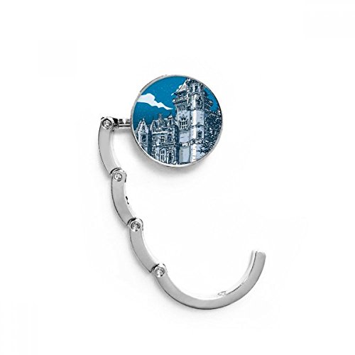 Gancho plegable para bolso con emblema de castillo medieval europeo de alta calidad