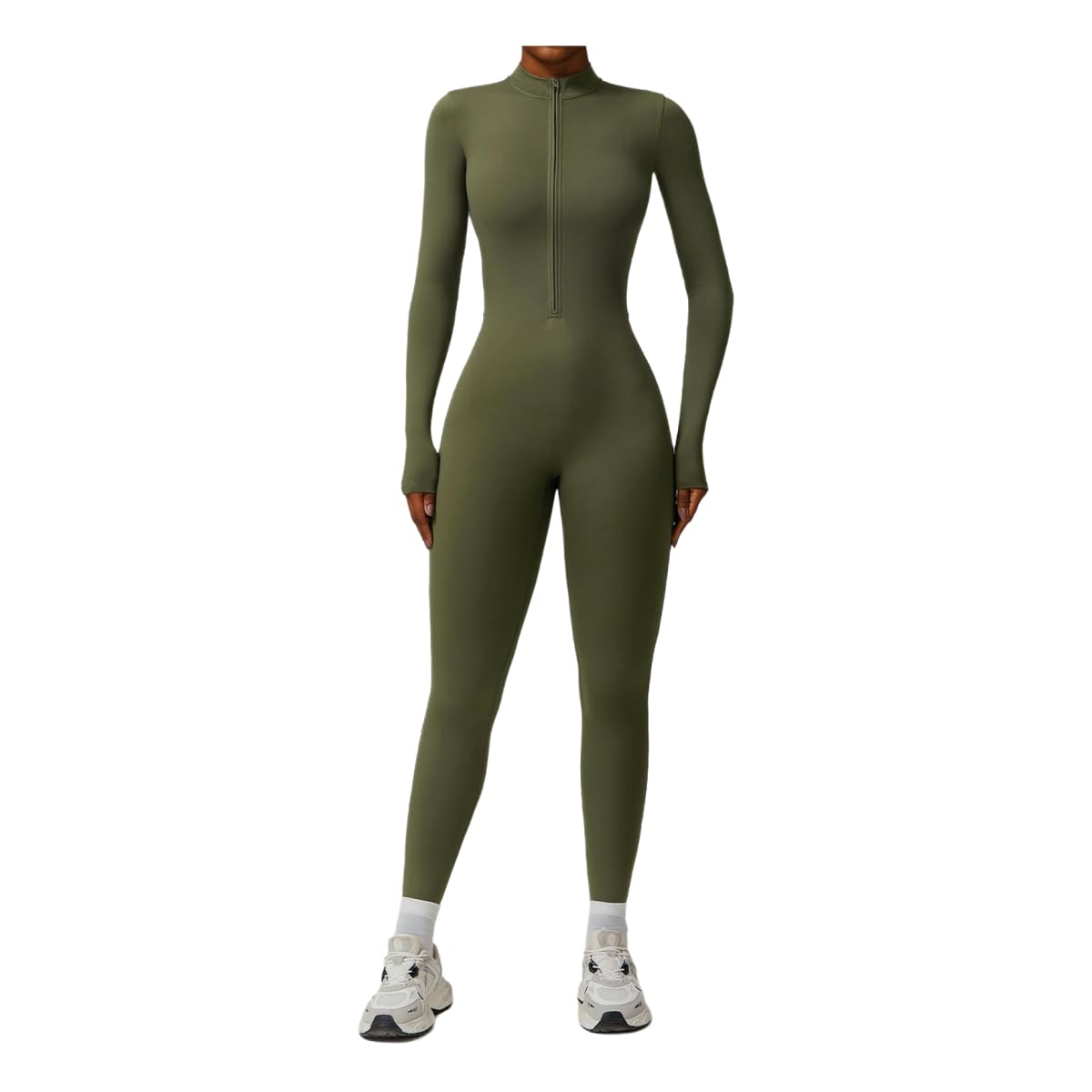 Ropa de yoga térmica para mujer: mono verde de terciopelo para running invernal
