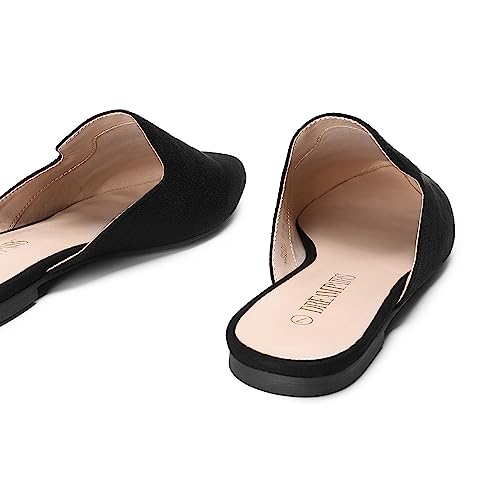 Dream Pairs Womens Flat Mules Pointed Toe Backless Loafer Shoes, Black/Suede - 11 (Dml211) #TOP2