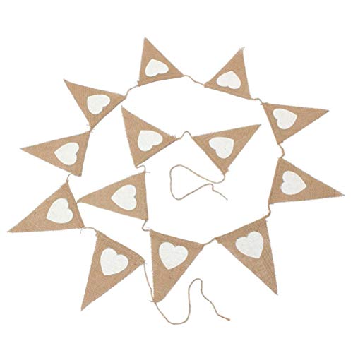 Tumnea Pennant chain jute, heart pennant chain jute fabric, vintage garland burlap bunting banner - Image 2