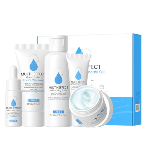 Hyaluronic Acid Hydrating Skincare Set, MrCuvaryas Multi-Effect Moisturizing Skin Care Sets & Kits, Pamper Sets For Women Gifts Skincare Gift Set With Serum, Cleanser, Toner, Eye Cream, Face Cream