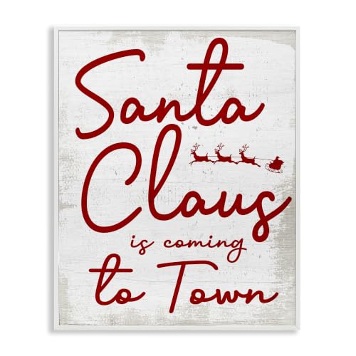 Santa Claus Coming to Town Phrase, 16 x 20 Inch Framed Giclée Print