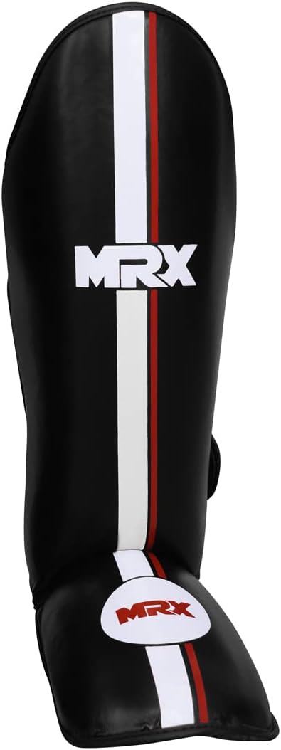 MRX BOXING & FITNESS Shin Guards Pads for Boxing MMA Muay Thai Kickboxing Training Workout Extra Padding with Deluxe Embossed Design Protective Gear Men Women Shin Protector