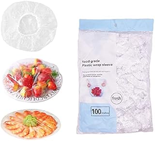 TOPWAYS Shrinkable Fresh Keeping Bags, 100 Pcs Reusable Elastic Food Storage Bowl Lids Covers Kitchen Supplies Wrap Seal Caps for Bowl Dish Plate