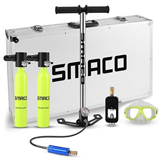Genrics SMACO Scuba Diving Tank Equipment, Mini Oxygen Tanks for Breathing, 0.5L Mini Portable Dive Oxygen Tank, Pressure & Corrosion Resistant Material with Refillable Design.
