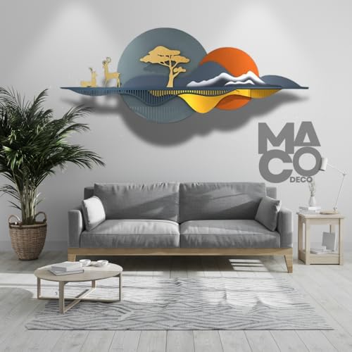 Image of MACODECO Elegant Home Decor Deer wall decor - Wall Decor Items for Living Room, Sophisticated Home Decoration Items for Living Room - Enhance Your Space with Stylish Wall Art