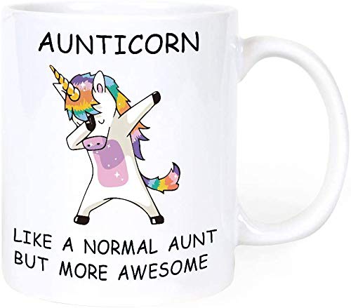 Alexus Aunticorn Like a Normal Aunt But More Awesome Ceramic Coffee Mug Slogan Quote Printed Ceramic Coffee & Tea Mug, Cup Best Gifts For Wedding/Anniversary/Couple/Marriage/Birthday/Return Gift -(350 ML) - White