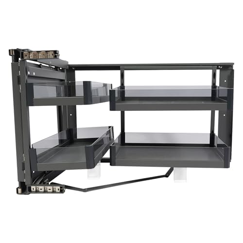CUBELLIN Blind Corner Cabinet 2 Tiers Pull Out Corner Cabinet with 4 Detachable Shelves Left or Right Pull Out Organizer for 14 Inch Opening