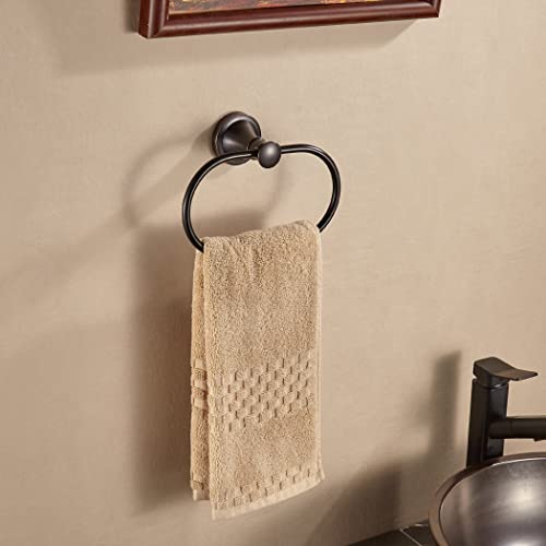 WOLIBEER Bronze Towel Holder, Oil Rubbed Oval Hand Towel Ring Wall Mount Farmhouse Towel Hanger Rustic Towel Rack Stainless Steel Bath Accessories by WOLIBEER - Used condition - Image 2