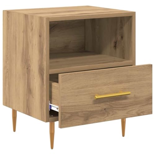 Petite Table d'Appoint Marron Style Rustique avec Tiroirs de Rangement