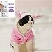 Bro'Bear Plush Rabbit Outfit with Hood & Bunny Ears for Small Dogs & Cats Pink (Medium)