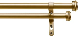 EXCLUSIVE HOME Topper Double Curtain Rod and Finial Set, Gold, 66