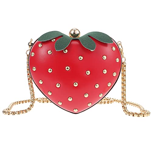 Sac fraise rouge rigide à fermeture sécurisée mini pochette de soirée