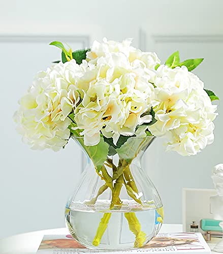 WANGCHAO Artificial Hydrangea Flowers Set of 3 Artificial Silk Flowers California Fake Beautiful Hydrangea Bunch Bouquet Flower for Home Wedding Party DÃ©cor(White 3-Pack)