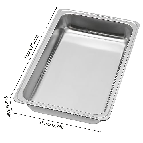 HuKaiL 4.5L*2 Edelstahl Warmhaltebehälter, Speisewärmer Chafing Dish mit Aufhängbarer Deckel, Warmhaltegerät Buffetwärmer für Cafeterias, Hotel, Schulkantinen, Bankette, 55.2 * 35.2 * 26.3cm – Bild 7