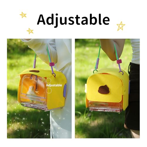 Bird Travel Carrier Cage with Metal Perch, Bottom Mesh, Food Bowl Tray, Cage Cover & Breathable Clear Ventilation for S/M Birds, Conures, Parakeets, Budgies, Canaries, Lovebirds - Purple - Image 6