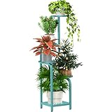 TOSKING 5 Tier Tall Plant Stand Indoor Outdoor, Heavy Duty Corner Shelf for Plants & Decor, Space Saving 3.9FT Metal Flower Pot Stand for Balcony, Garden, Living Room, Patio (Blue, 47in)