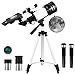 Misilmp Telescopio para Adultos, 70mm Apertura 300mm Telescopios para Principiantes Astronomía con Lentes, Visor, Trípode, Soporte Móvil, Portátil Refractor Telescopio para Niños & Adultos (Blanco)