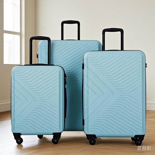 ABS Lightweight 3 Piece Luggage Set - Hard Shell Suitcases with 4 Wheels, Lock & Hooks - Green (20/24/28 Inch)4