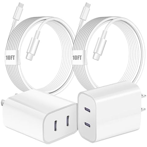 Charger for iPhone 16 15 Charger Fasr Charging,Quick Dual Port USB C Charger Block,2Pack iPhone 16 Charger 10FT Long USB C Charging Cord for iPhone 16 Pro Max/16 Pro/16,15 Pro Max/15 Plus,iPad Pro/Air Cover
