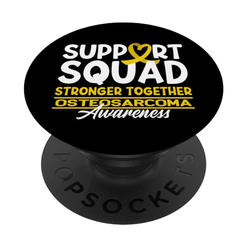 Support Awareness Squad I Sarcoma Cancer I Osteosarcoma PopSockets Swappable PopGrip, Black