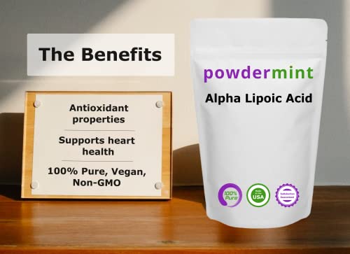 Powdermint Alpha Lipoic Acid Powder (Rs-Ala) (Multiple Sizes) Antioxidant (100 Grams) #TOP2